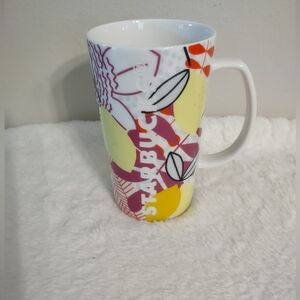 Starbucks Tropical Lemon Etched Fruit Ceramic Coffee Mug 16oz.